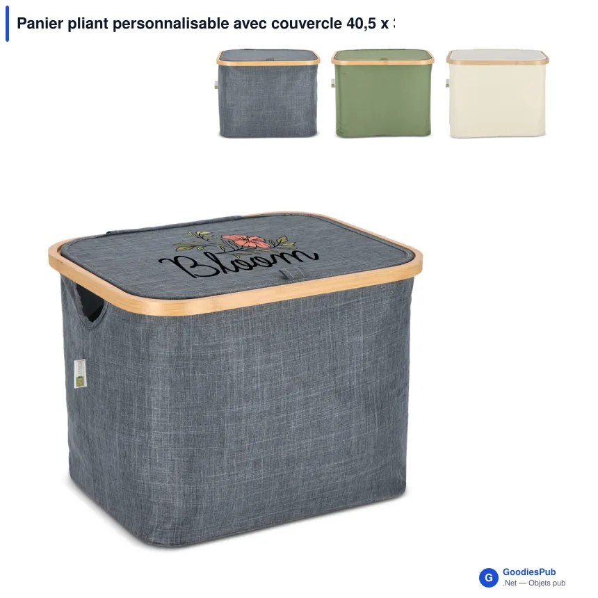 Panier pliant personnalisable avec couvercle 40,5 x 33 x 30 cm - InSideOut Sogne - Image 1