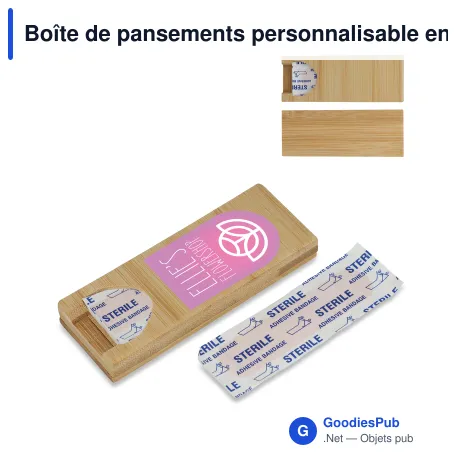 Boîte de pansements personnalisable en bambou avec logo - Bambou naturel