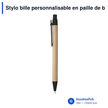 Stylo bille personnalisable en paille de blé avec logo
