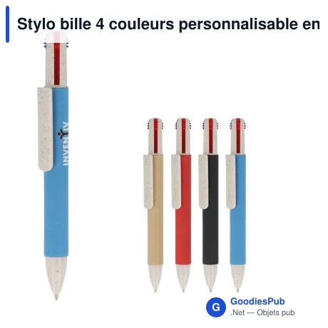 Stylo bille 4 couleurs personnalisable en papier avec logo
