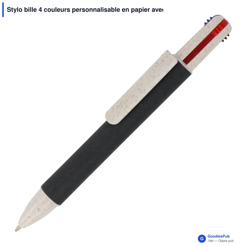 Stylo bille 4 couleurs personnalisable en papier avec logo - Image 5