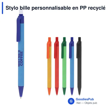 Stylo bille personnalisable en PP recyclé avec logo - R-PP