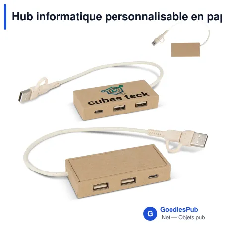 Hub informatique personnalisable en papier recyclé avec logo - Bio-papier