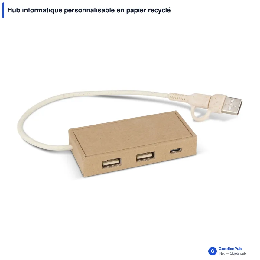 Hub informatique personnalisable en papier recyclé avec logo - Bio-papier - Image 2