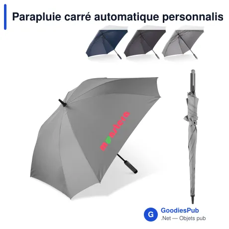 Parapluie carré automatique personnalisable 27 pouces avec logo - Deluxe
