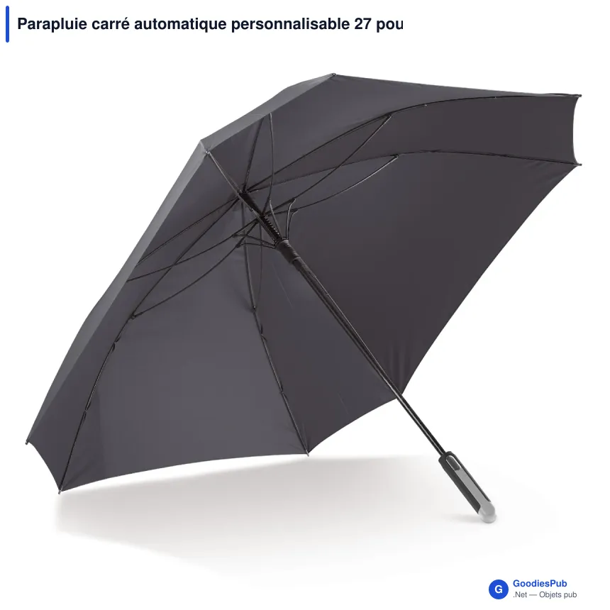 Parapluie carré automatique personnalisable 27 pouces avec logo - Deluxe - Image 4