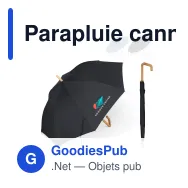 Parapluie canne personnalisable 23 pouces en R-PET et bois avec logo - Bâton - Miniature 1