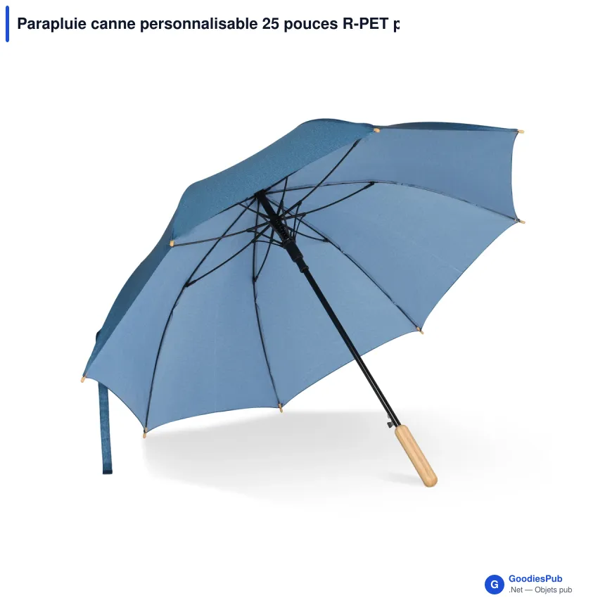 Parapluie canne personnalisable 25 pouces R-PET poignée droite avec logo - Bâton - Image 2