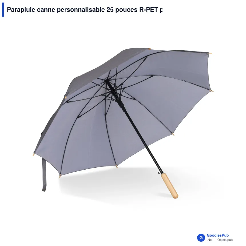 Parapluie canne personnalisable 25 pouces R-PET poignée droite avec logo - Bâton - Image 3