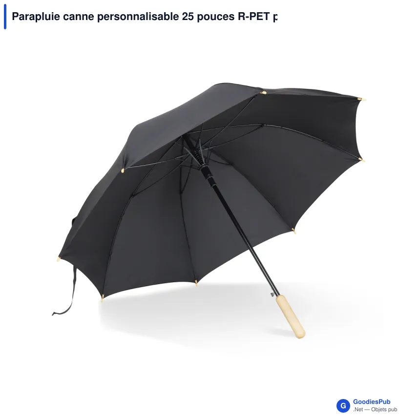 Parapluie canne personnalisable 25 pouces R-PET poignée droite avec logo - Bâton - Image 5