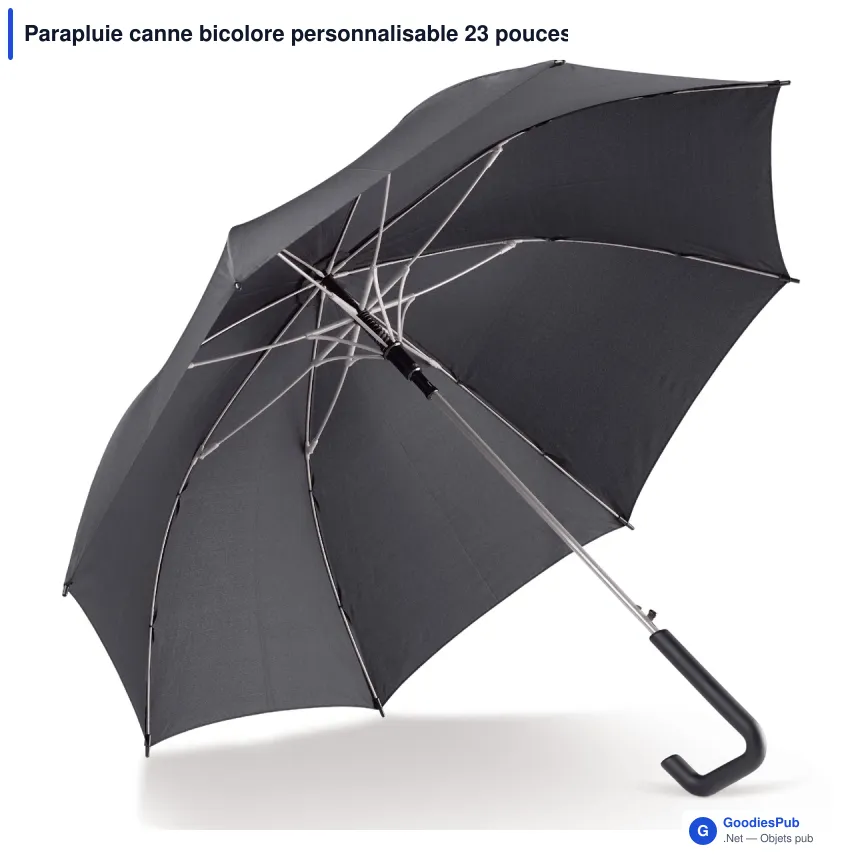 Parapluie canne bicolore personnalisable 23 pouces automatique avec logo - Canne - Image 2