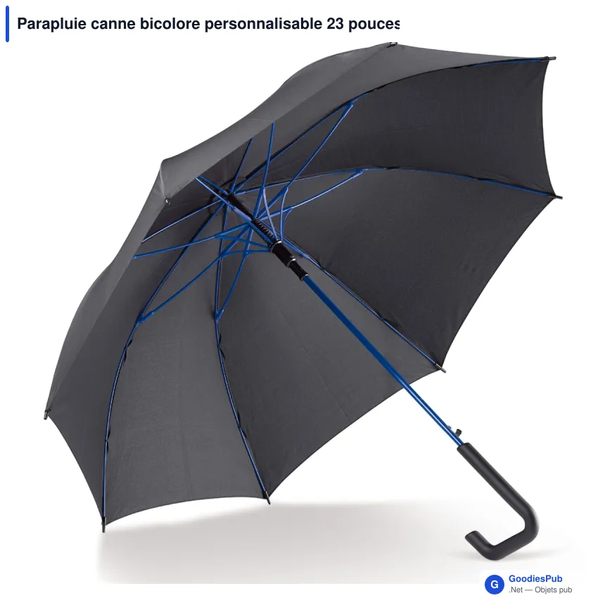 Parapluie canne bicolore personnalisable 23 pouces automatique avec logo - Canne - Image 3