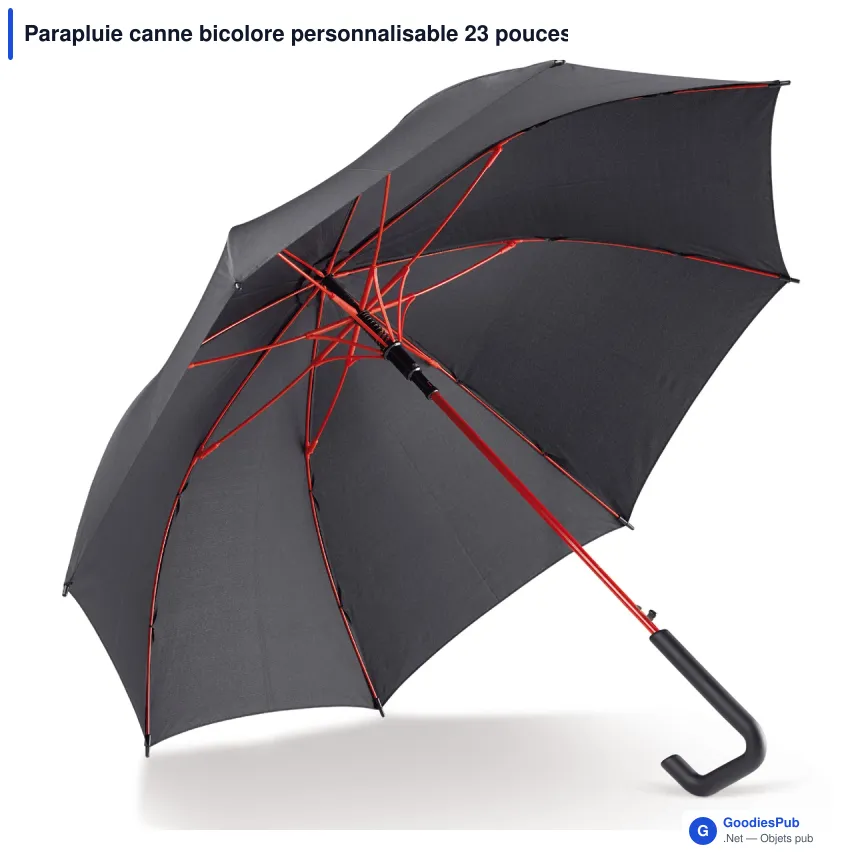 Parapluie canne bicolore personnalisable 23 pouces automatique avec logo - Canne - Image 4