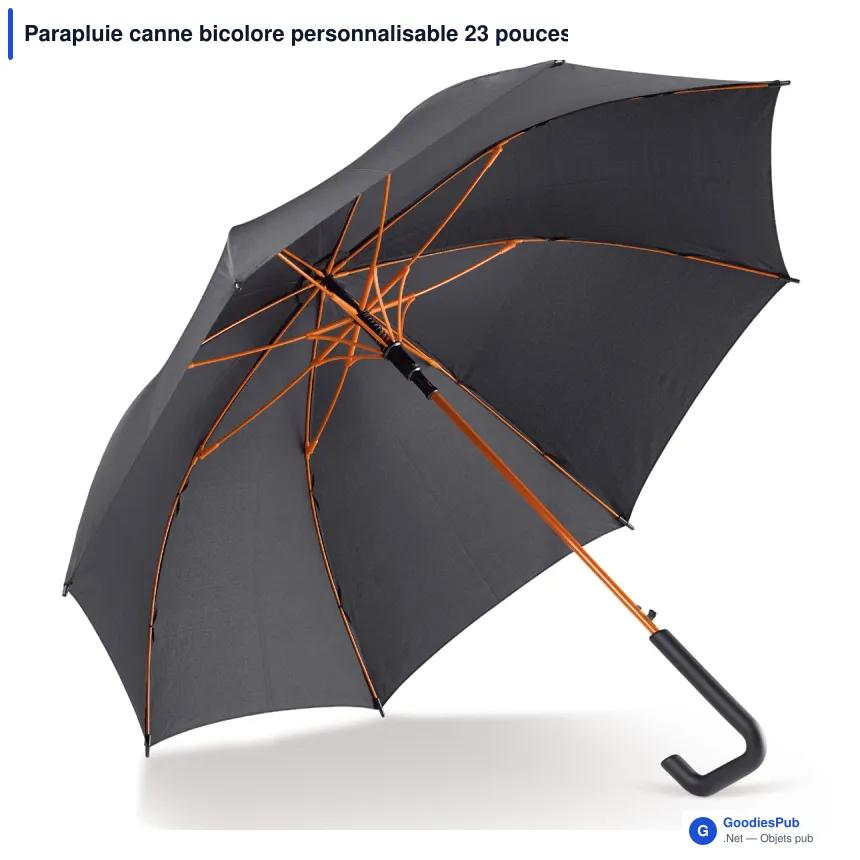 Parapluie canne bicolore personnalisable 23 pouces automatique avec logo - Canne - Image 5