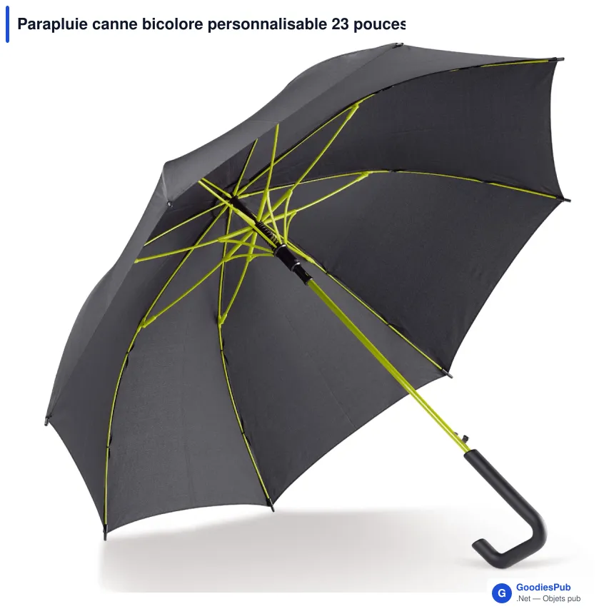 Parapluie canne bicolore personnalisable 23 pouces automatique avec logo - Canne - Image 6