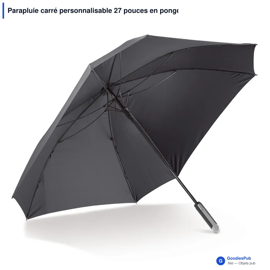 Parapluie carré personnalisable 27 pouces en pongée avec logo - Deluxe Square - Image 3