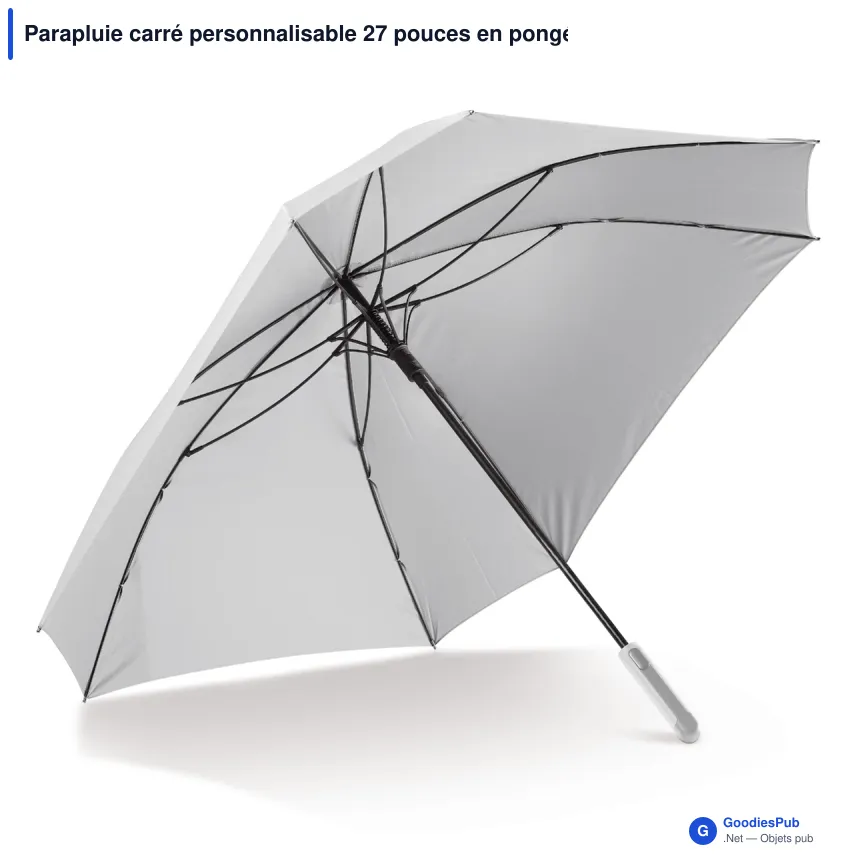 Parapluie carré personnalisable 27 pouces en pongée avec logo - Deluxe Square - Image 4