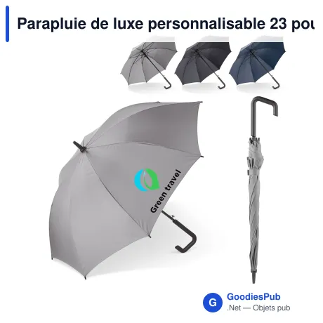 Parapluie de luxe personnalisable 23 pouces à ouverture automatique avec logo - Luxe