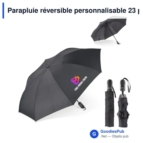 Parapluie réversible personnalisable 23 pouces automatique avec logo - Deluxe