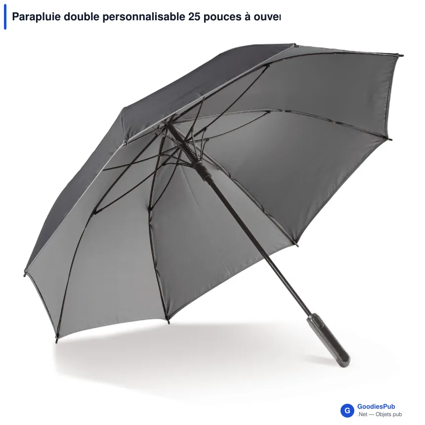 Parapluie double personnalisable 25 pouces à ouverture automatique avec logo - Duo - Image 2