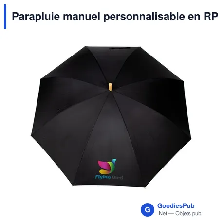 Parapluie manuel personnalisable en RPET avec logo | Keelan