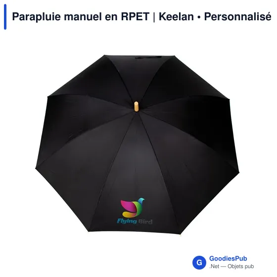 Parapluie manuel personnalisable en RPET avec logo | Keelan - Image 1