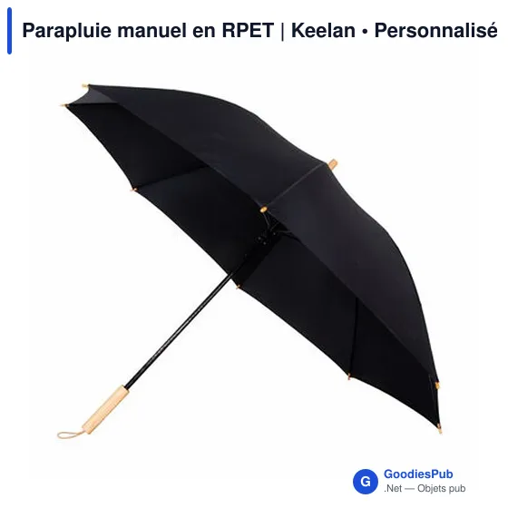 Parapluie manuel personnalisable en RPET avec logo | Keelan - Image 3