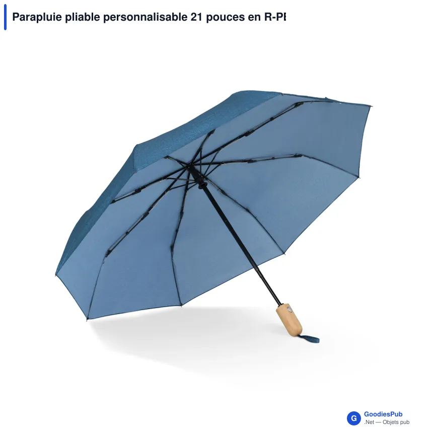Parapluie pliable personnalisable 21 pouces en R-PET automatique avec logo - R-PET - Image 2