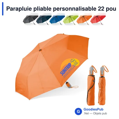 Parapluie pliable personnalisable 22 pouces automatique avec logo - Compact