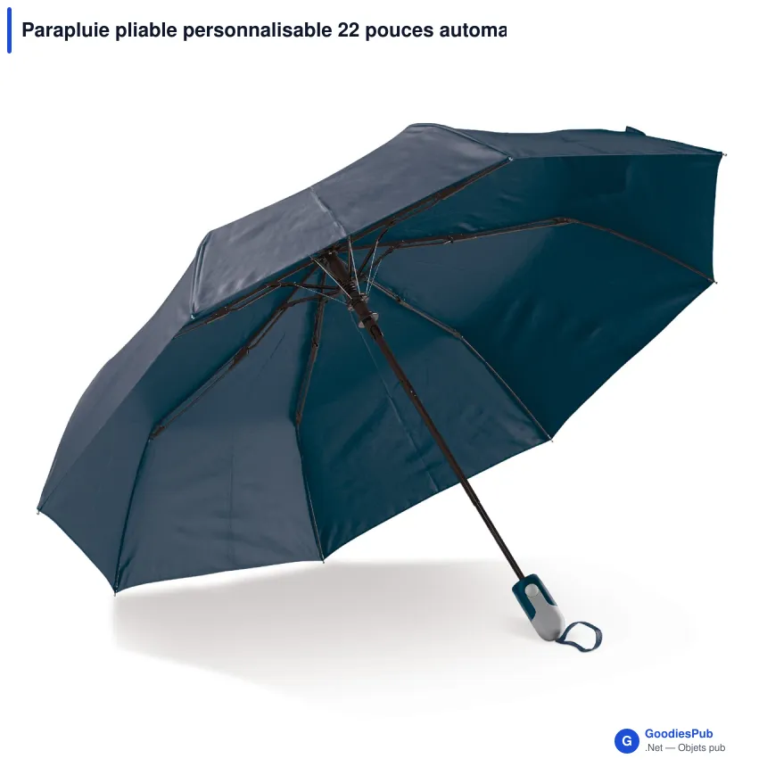 Parapluie pliable personnalisable 22 pouces automatique avec logo - Compact - Image 2