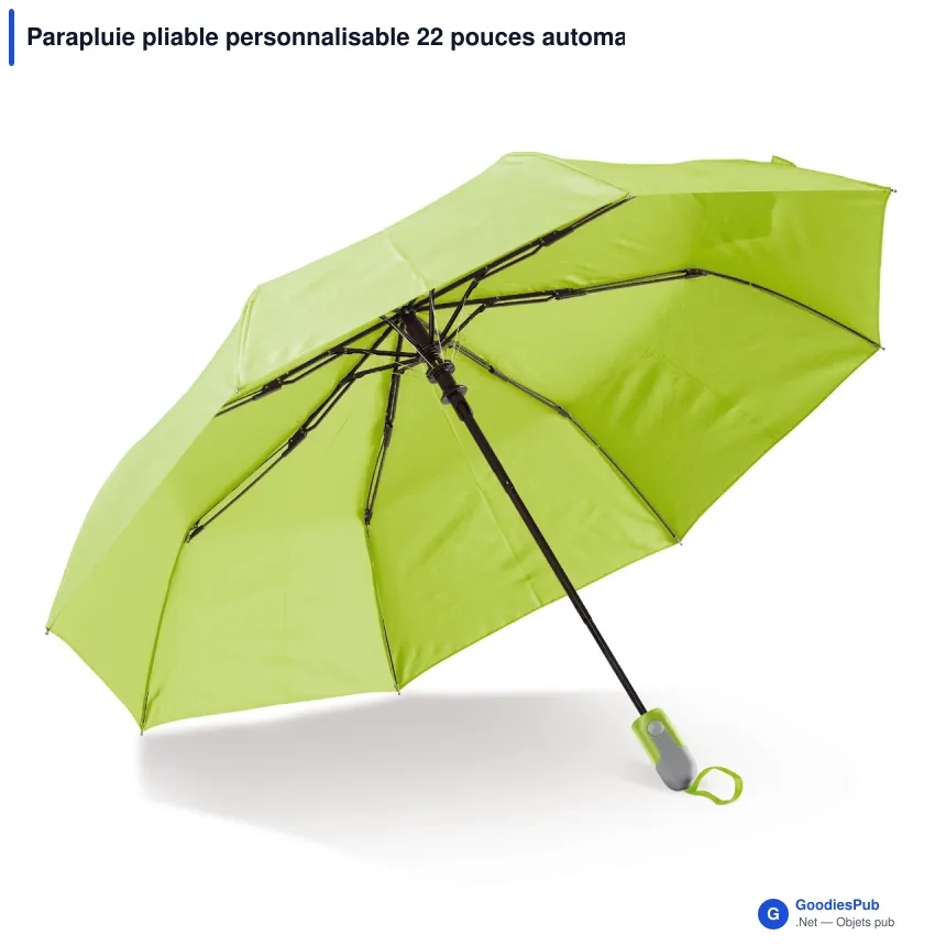 Parapluie pliable personnalisable 22 pouces automatique avec logo - Compact - Image 3