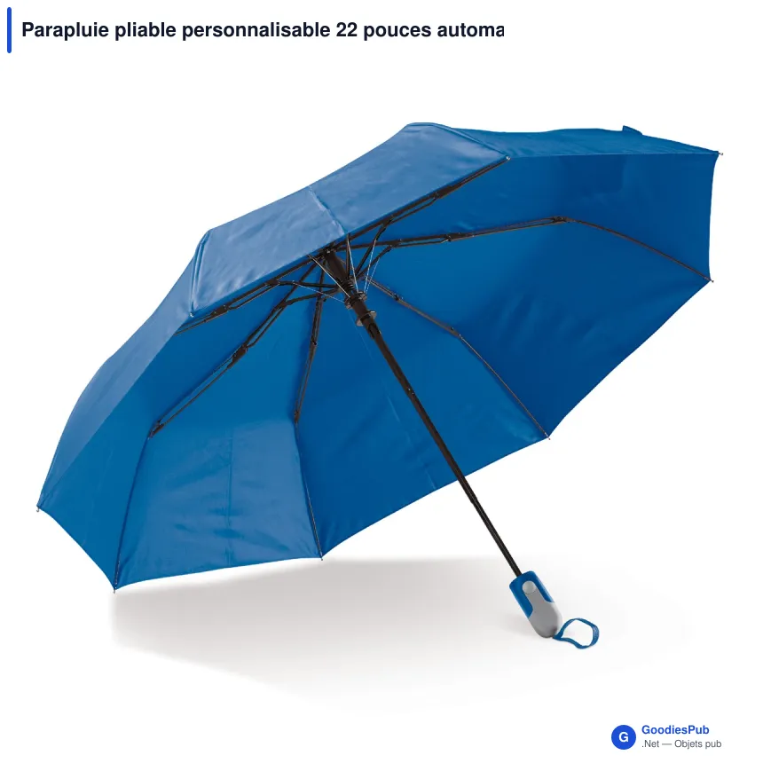 Parapluie pliable personnalisable 22 pouces automatique avec logo - Compact - Image 4