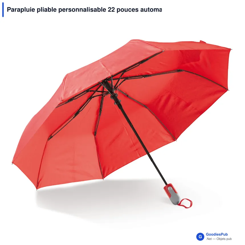 Parapluie pliable personnalisable 22 pouces automatique avec logo - Compact - Image 6