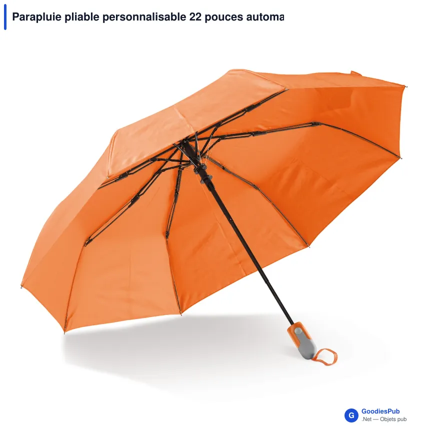 Parapluie pliable personnalisable 22 pouces automatique avec logo - Compact - Image 7