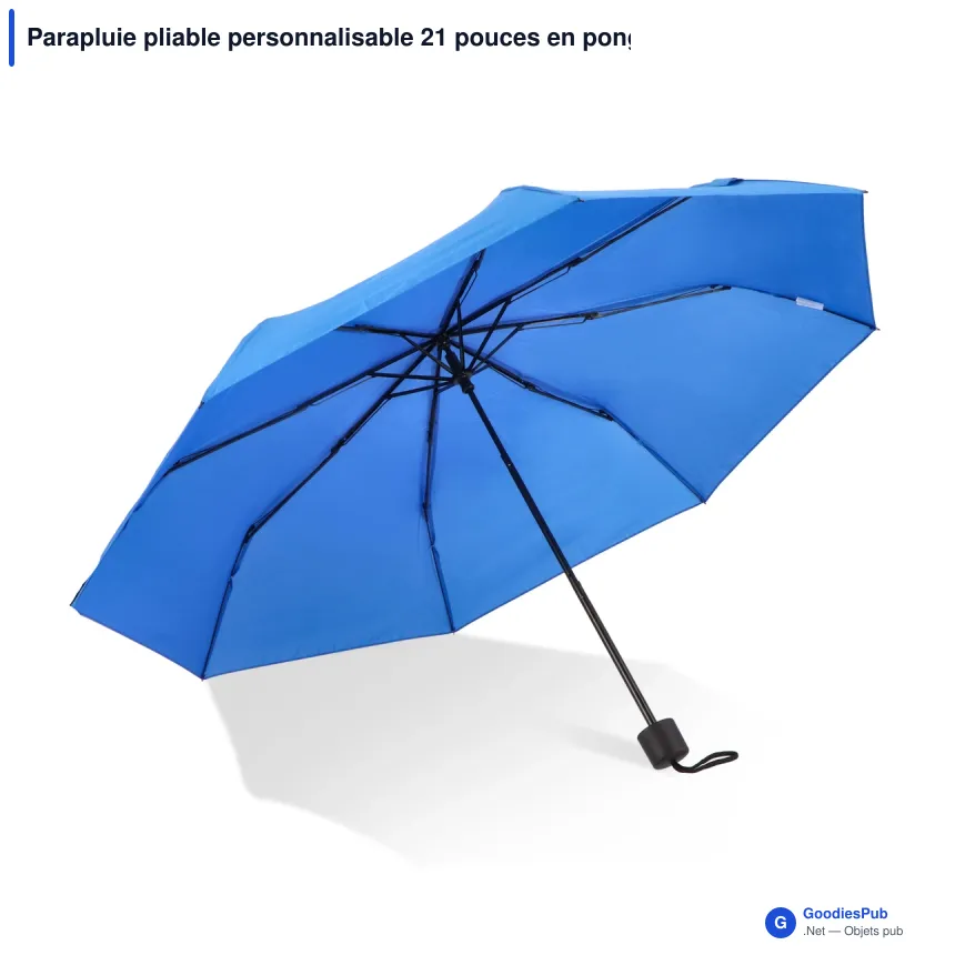 Parapluie pliable personnalisable 21 pouces en pongée 190T avec logo - Congo - Image 2