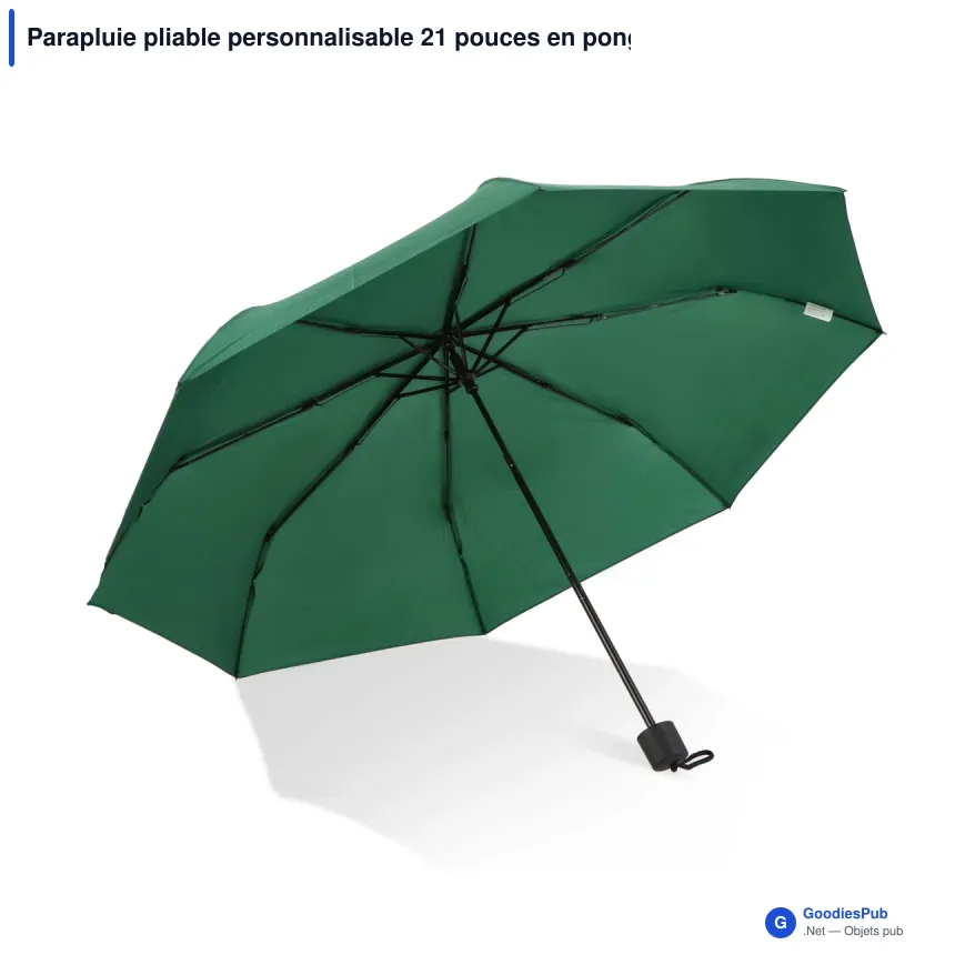 Parapluie pliable personnalisable 21 pouces en pongée 190T avec logo - Congo - Image 11