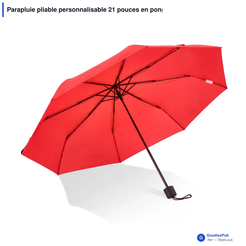 Parapluie pliable personnalisable 21 pouces en pongée 190T avec logo - Congo - Image 3