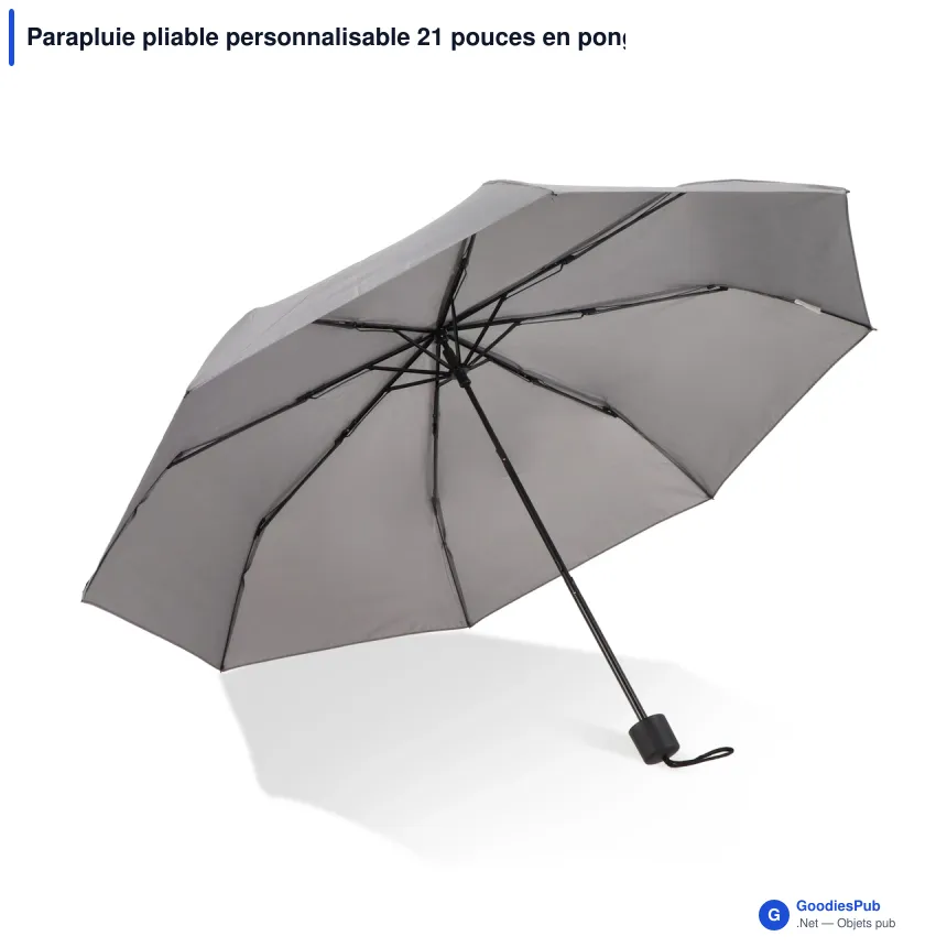 Parapluie pliable personnalisable 21 pouces en pongée 190T avec logo - Congo - Image 4