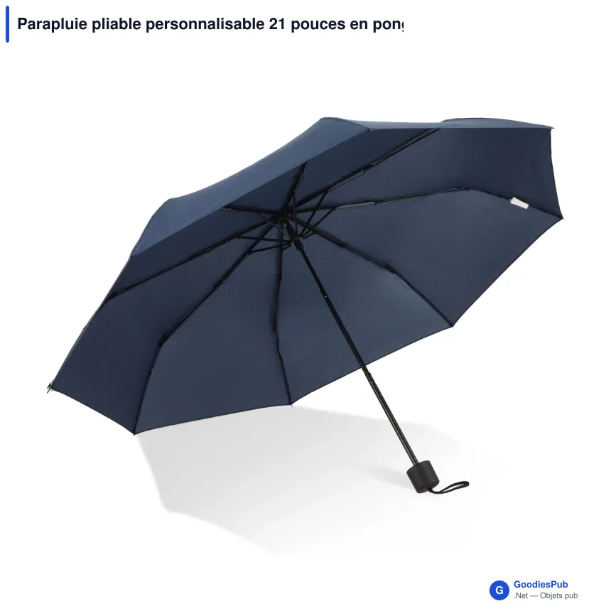 Parapluie pliable personnalisable 21 pouces en pongée 190T avec logo - Congo - Image 6