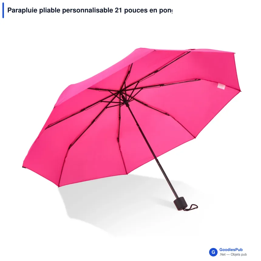 Parapluie pliable personnalisable 21 pouces en pongée 190T avec logo - Congo - Image 9