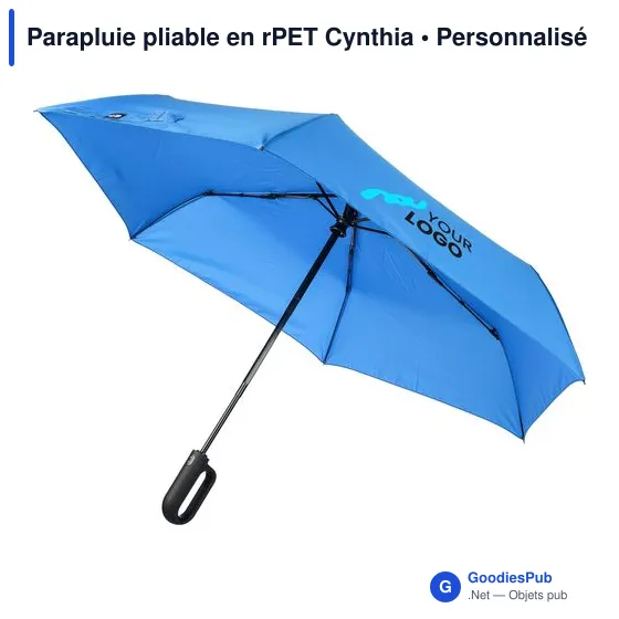Parapluie pliable personnalisable en rPET avec logo - Cynthia - Image 3