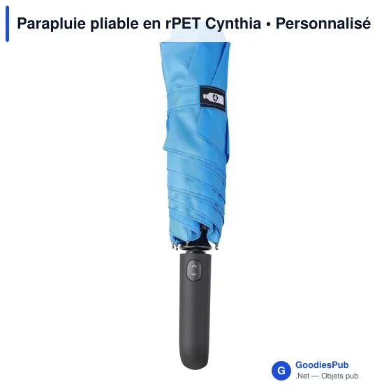 Parapluie pliable personnalisable en rPET avec logo - Cynthia - Image 5