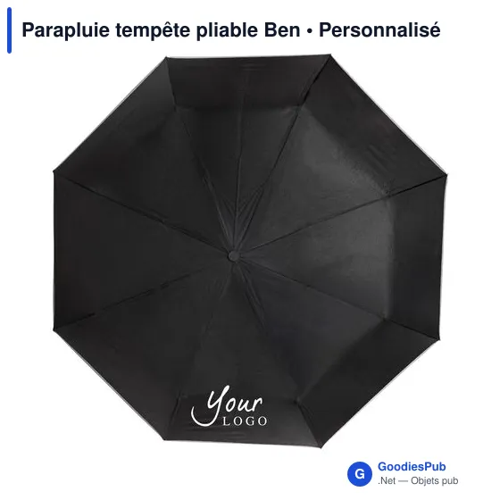 Parapluie tempête pliable personnalisable avec logo - Ben - Image 8