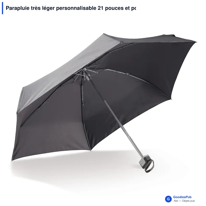 Parapluie très léger personnalisable 21 pouces et pochette avec logo - Light - Image 2