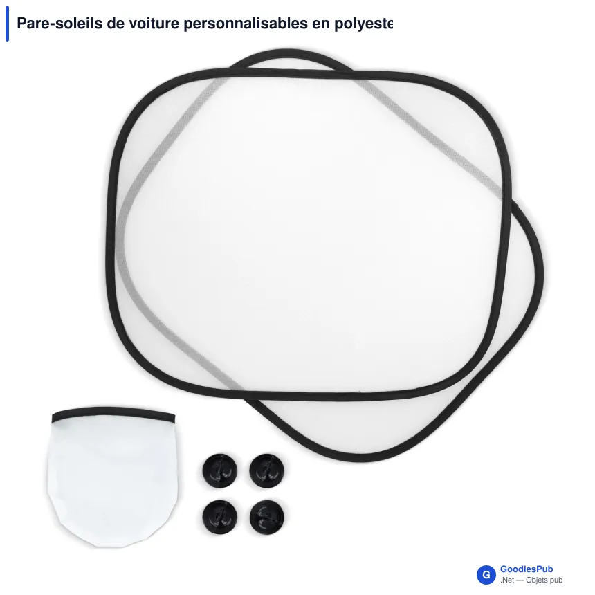 Pare-soleils de voiture personnalisables en polyester avec logo - Set de 2 et pochette - Image 2
