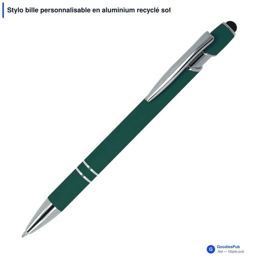 Stylo bille personnalisable en aluminium recyclé soft touch encre bleue - Paris - Image 12