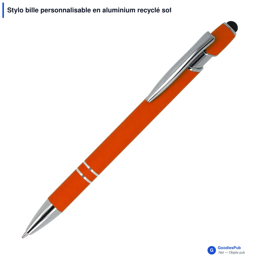 Stylo bille personnalisable en aluminium recyclé soft touch encre bleue - Paris - Image 5