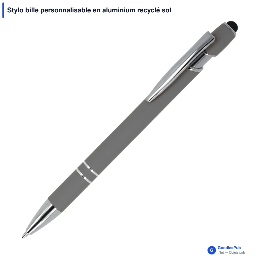 Stylo bille personnalisable en aluminium recyclé soft touch encre bleue - Paris - Image 6