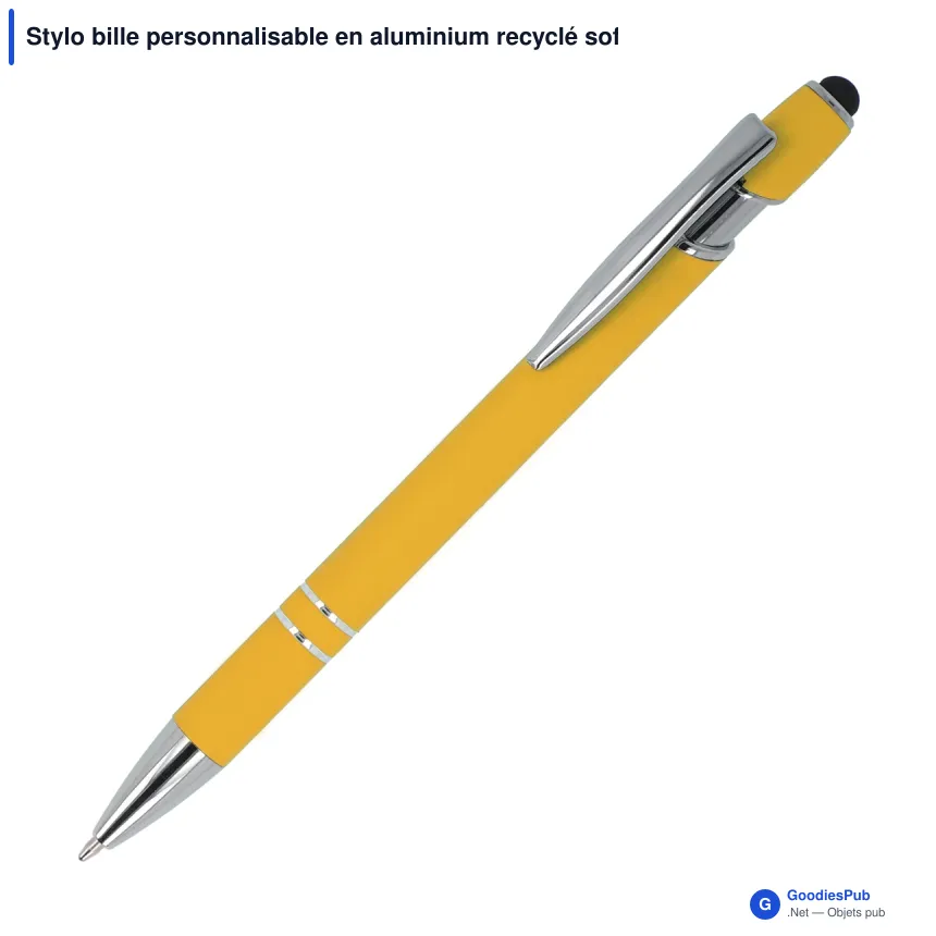 Stylo bille personnalisable en aluminium recyclé soft touch encre bleue - Paris - Image 7
