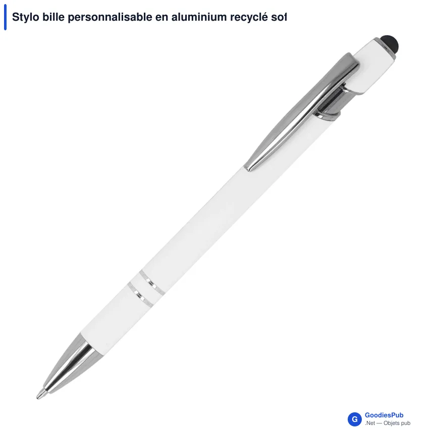 Stylo bille personnalisable en aluminium recyclé soft touch encre bleue - Paris - Image 8
